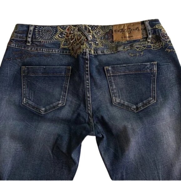 Rare Desigual Exotic Denim Jeans Women's Size 28 - Picture 3 of 12